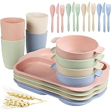 24pcs Dinnerware Set for 4   4 Color Options, Unbreakable Divided Plates, Bowls, Cups & Cutlery, Reusable Eco-Friendly Tableware for Adults, Camping, Parties & Home Use