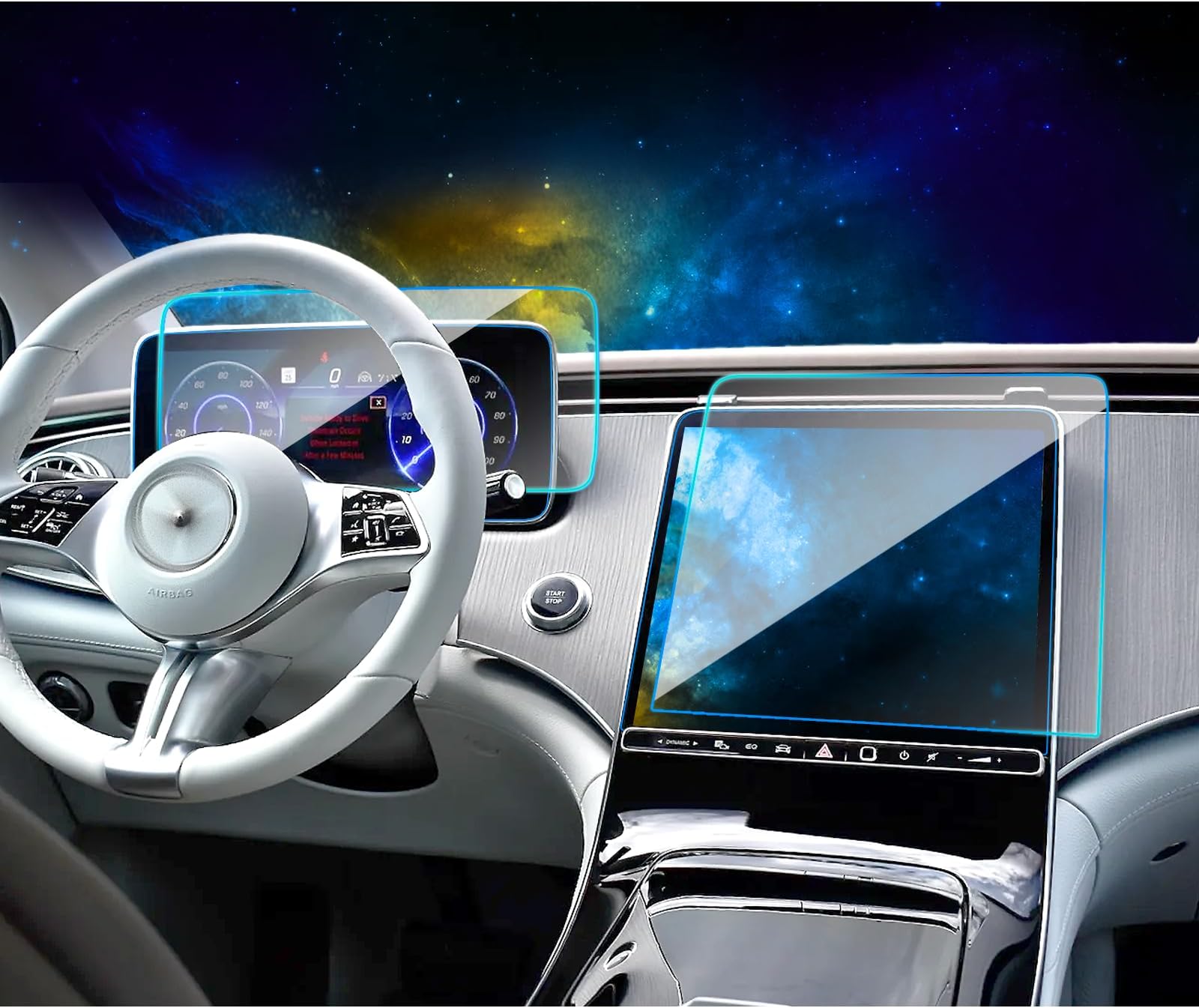 2024 Mercedes EQE Screen Protector for 2023 2024 2025 Mercedes Benz EQE Sedan SUV / 2024 AMG EQE SUV / 2022-2025 S580 S Class Nav.12.3Inch+Dash12.8Inch Display Tempered Glass Film for 2025 EQE (2pcs)