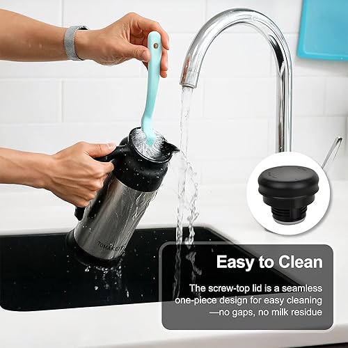 Miniatura 7 de Jarra de crema para café, jarra térmica de café de 0.75L25 onzas, jarras de café de acero inoxidable para mantener el calor y el frío, diseño de