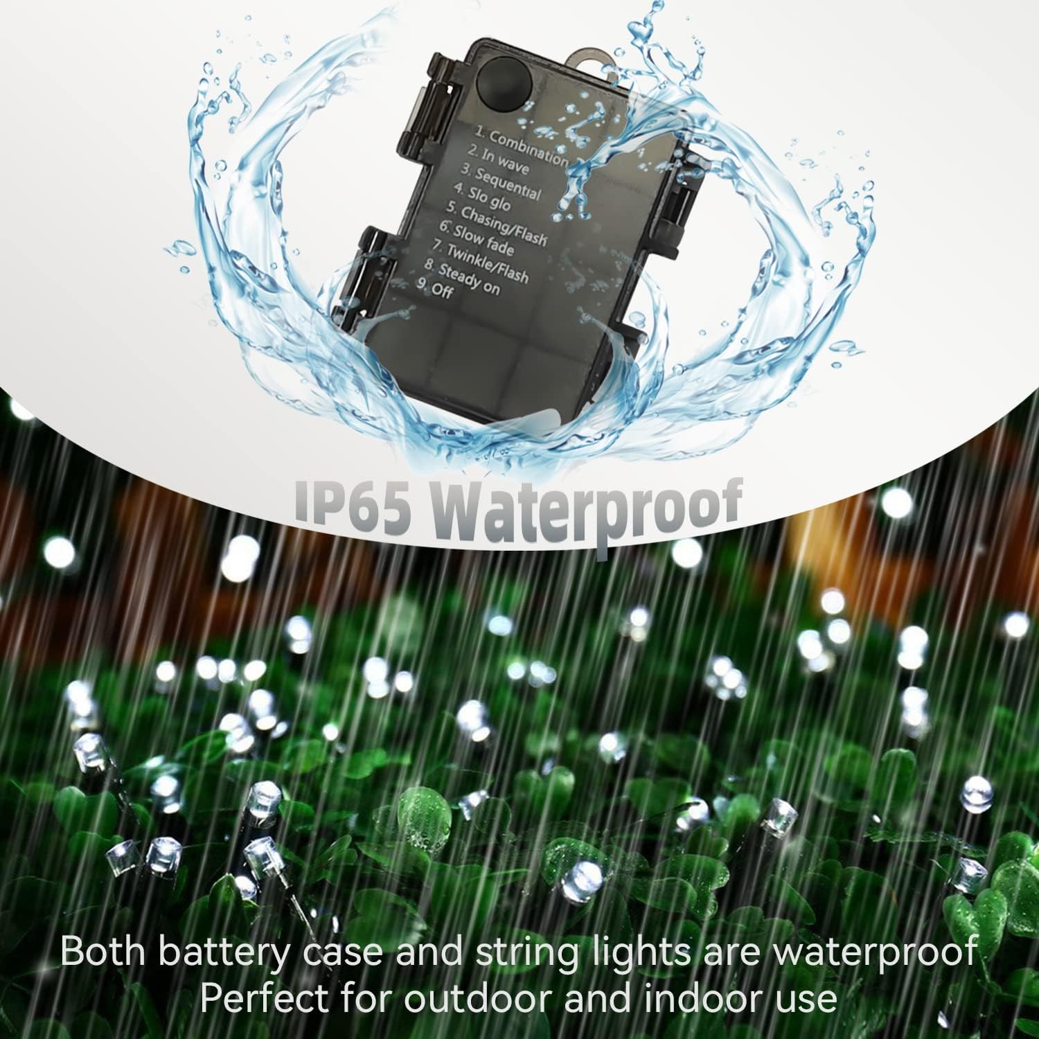 ITICdecor 33ft 100 LED Christmas String Lights, Waterproof Fairy Starry String Lights Battery Operated, 8 Modes Decorative Lights for Indoor Outdoor Xmas Tree Party Garden (White)