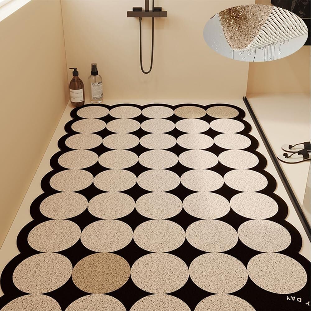 Tapis de Bain luffa en PVC Souple à Motif Rond de Style Moderne – Lavable en Machine et séchage Rapide