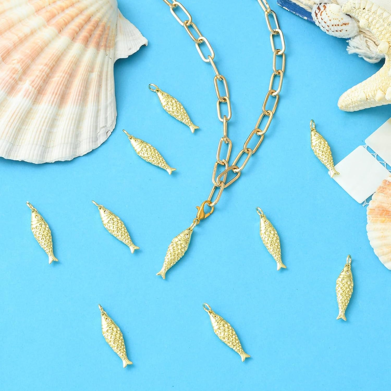 10Pcs Golden Color Brass Fish Charms Ocean Sea Animal Pendants for DIY Bracelet Necklace Earrings Jewelry Making - Image 4