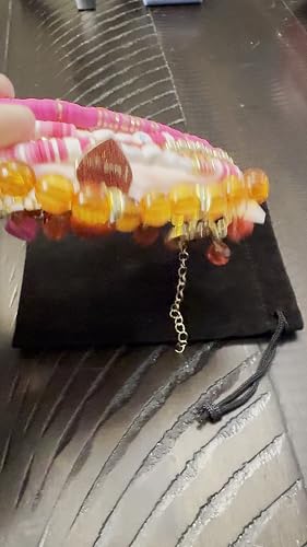 FAERLIIRY Pulseras elásticas Heishi para el día de San Valentín, pulseras elásticas para mujer, pulseras con dije de corazón rojo, pulseras apilables LOVE KISS XOXO para regalos de fiesta, Acero
