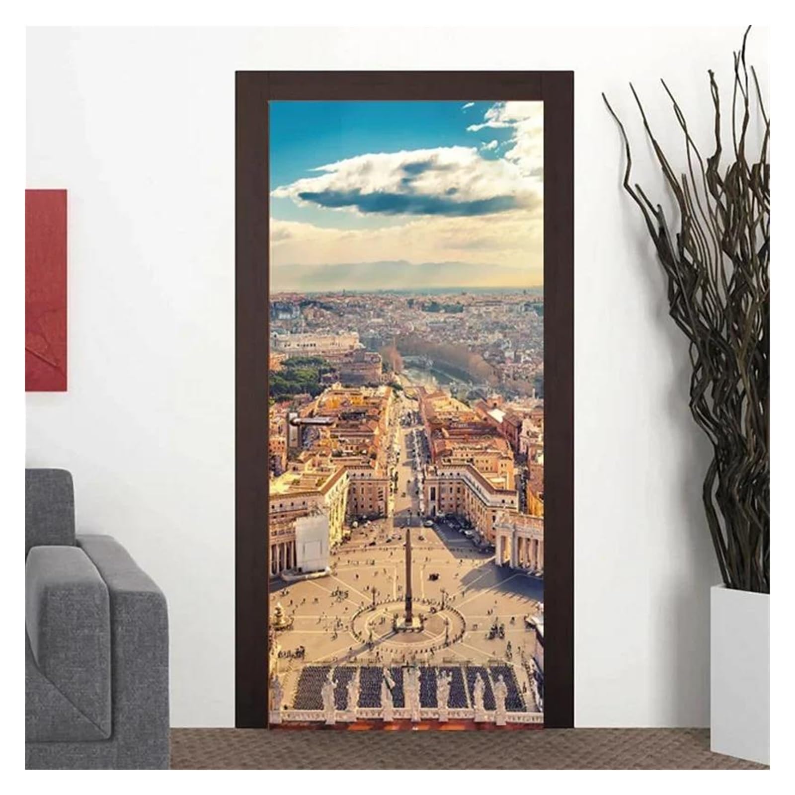 Affiche de décor murale en PVC pour portes au motif panorama urbain New York 85x215