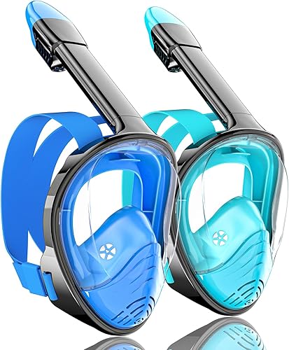 QingSong Máscara de esnórquel de cara completa para adultos, equipo de esnórquel con soporte para cámara, juego de esnórquel con vista panorámica de