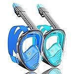 QingSong Full Face Snorkel Mask for Adults, Snorkeling Gear with Camera Mount, 180 Degree Panoramic View Snorkel Set Anti-Fog Anti-Leak