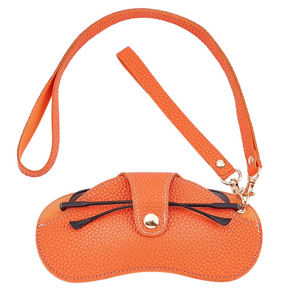 PH PandaHall PandaHall Portagafas, Portagafas de piel sintética para gafas de sol, funda suave, funda para gafas, funda para gafas, funda para gafas, organizador con correas largas/cortas, chocolate