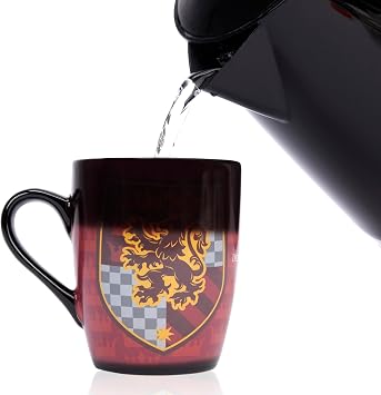 WOW! STUFF Harry Potter Sorting Hat Mug - Gryffindor | Heat Age 14+ Reveals The Hidden Hogwarts House | Thermal Pattern Change, Black