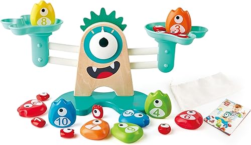 Hape Juguete de escala de monstruo de matemáticas | 22 piezas lindo juguete de matemáticas | Aprendizaje educativo STEM contando juegos de