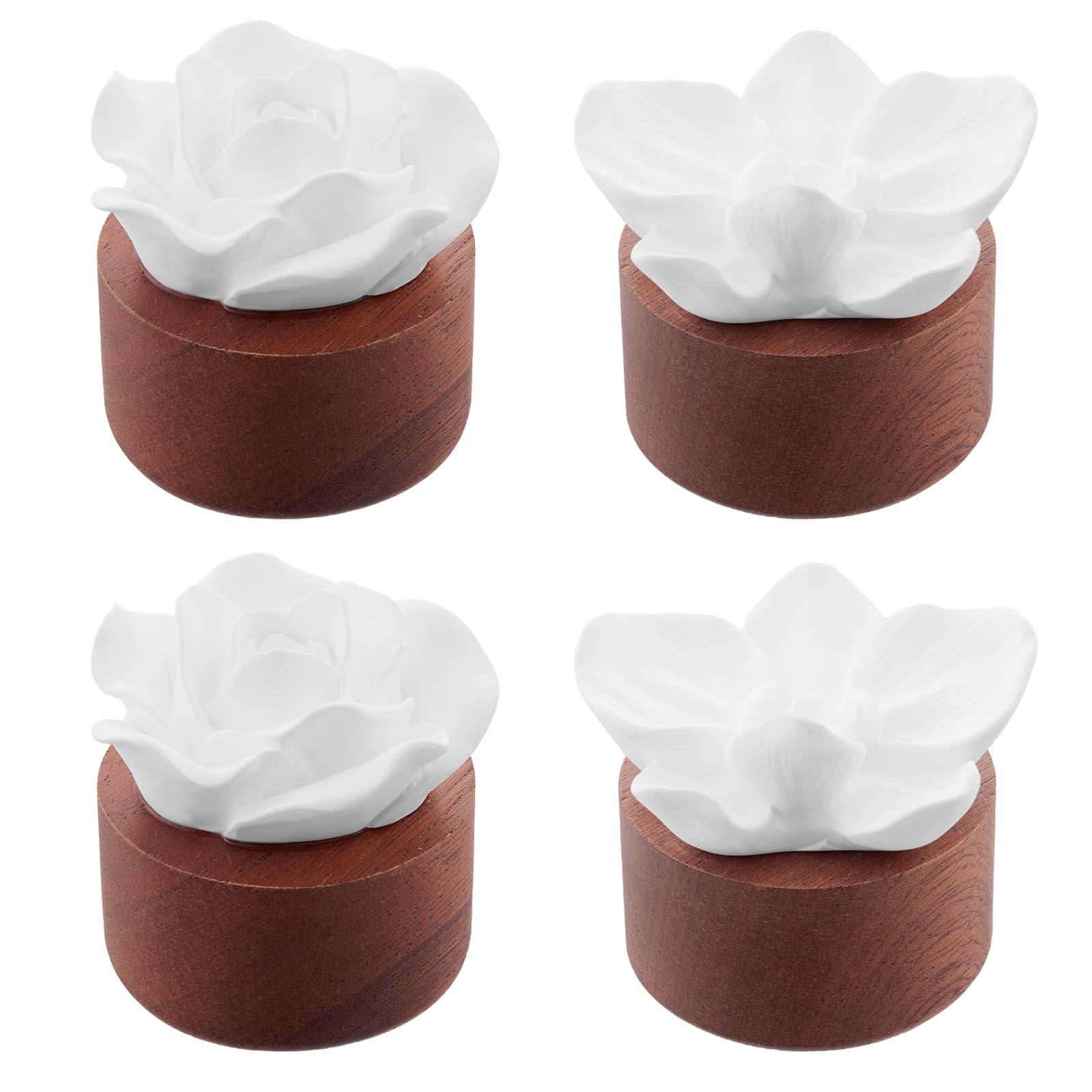 Evaporador pasivo de 4 piezas con forma de flor con base de madera
