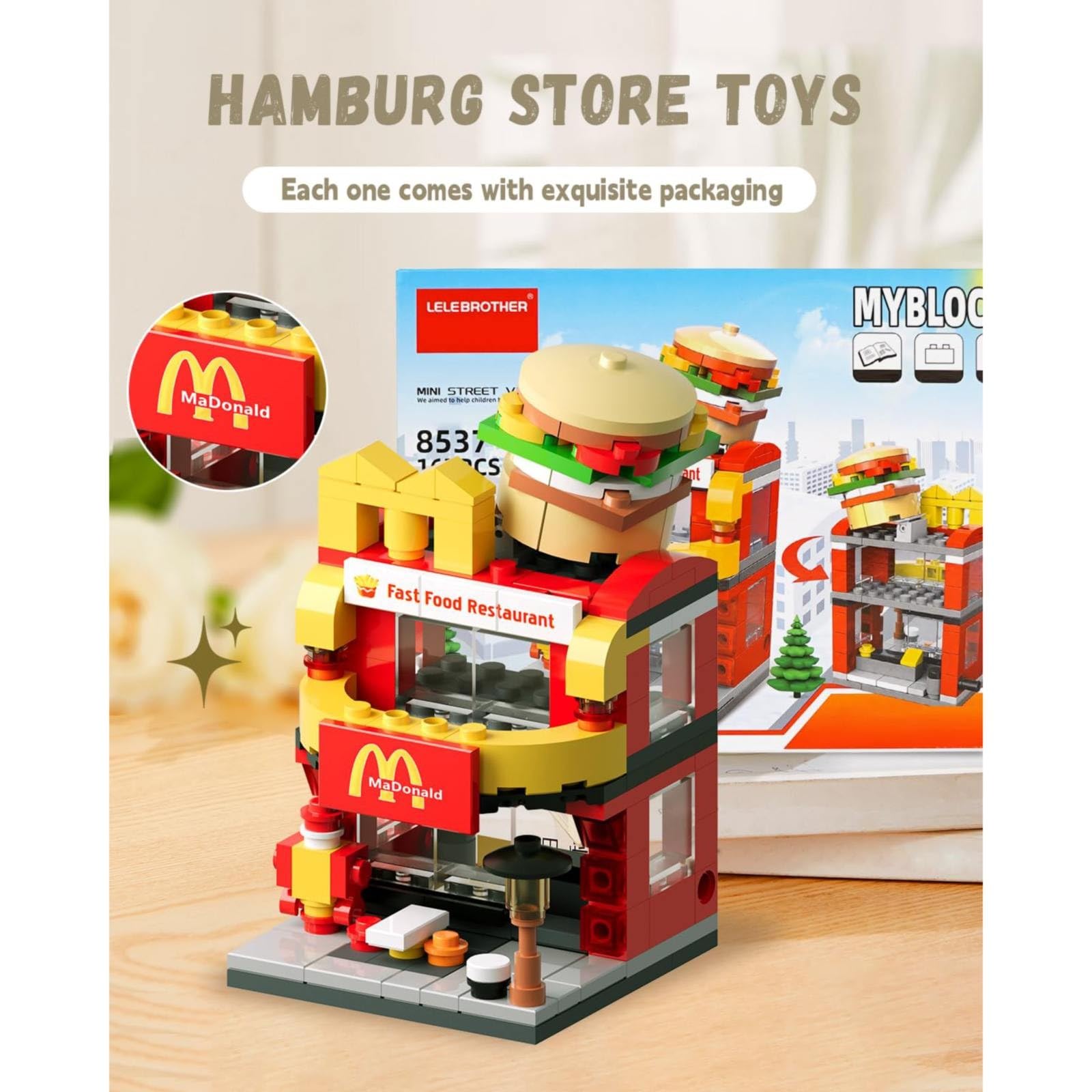Street View City Cafe Building Kit, 167PCS Coffee Shop Modular House Building Set, MOC Creative House Model DIY Toys - Image 4