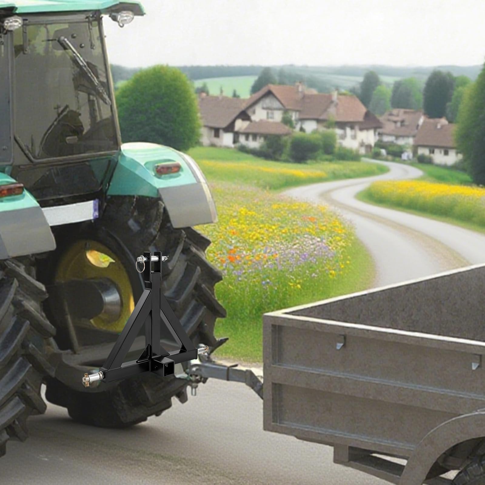Enganche de remolque de tres puntos, tractor tractor con suspensión de tres puntos, adaptador de enganche de remolque de 3 puntos de 2 pulgadas, hasta 3 toneladas, para remolques y equipos de granja