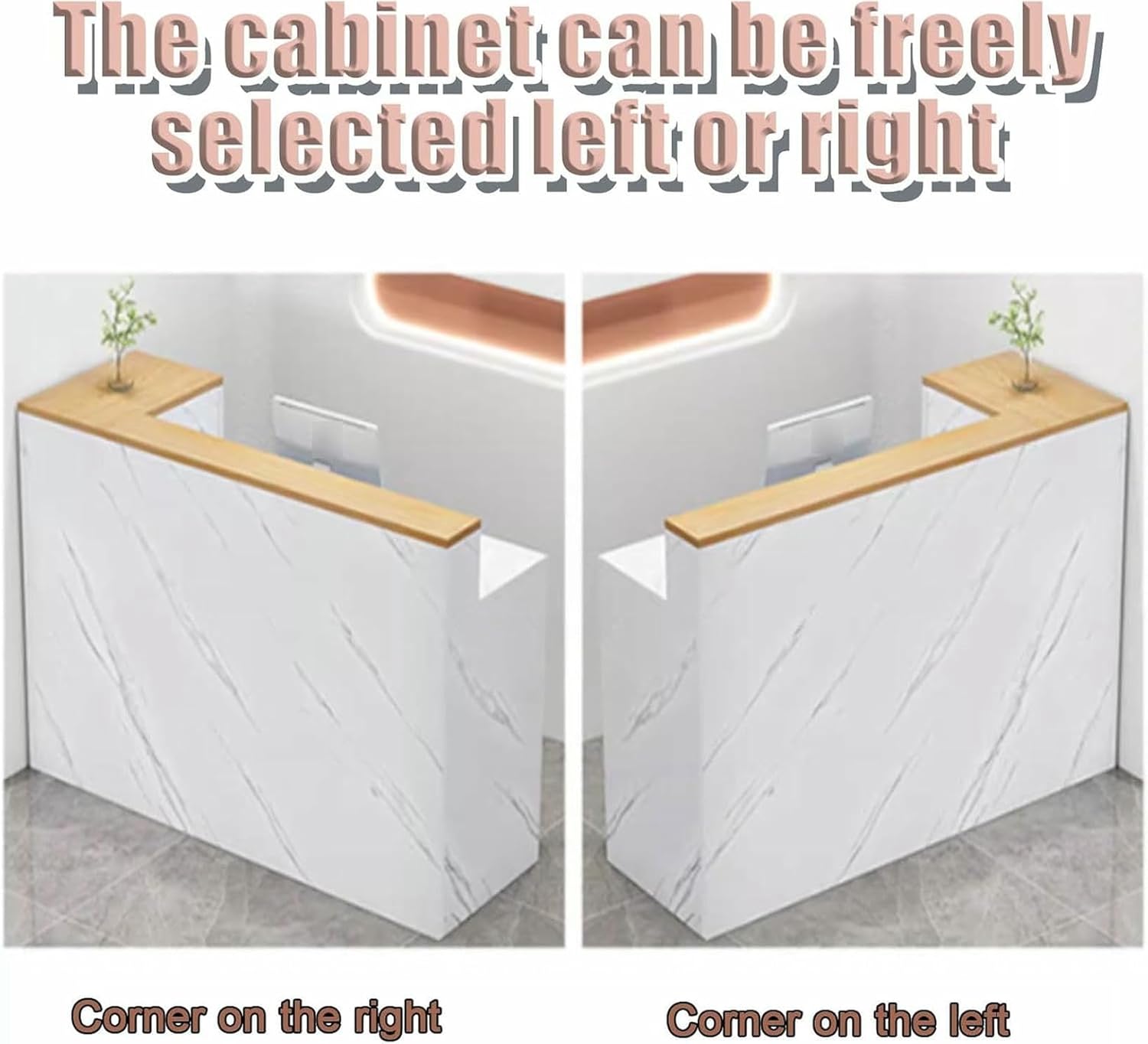 Modern Front Reception Room Table, Office Reception Desk, with Lockable Drawers, L-Shaped Reception Desk