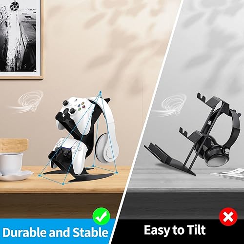 Miniatura 5 de Controller Holder, Game Controller Rack Headset Stand for Xbox Series X S Xbox one PS5 PS4 NS PC Headset , Aluminum Metal Headset Mount