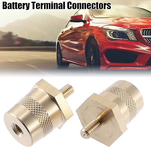 Miniatura 2 de X AUTOHAUX 2 pares de conectores de terminal de batería M5 adaptador de poste de tono de latón tornillos extensores de tuerca