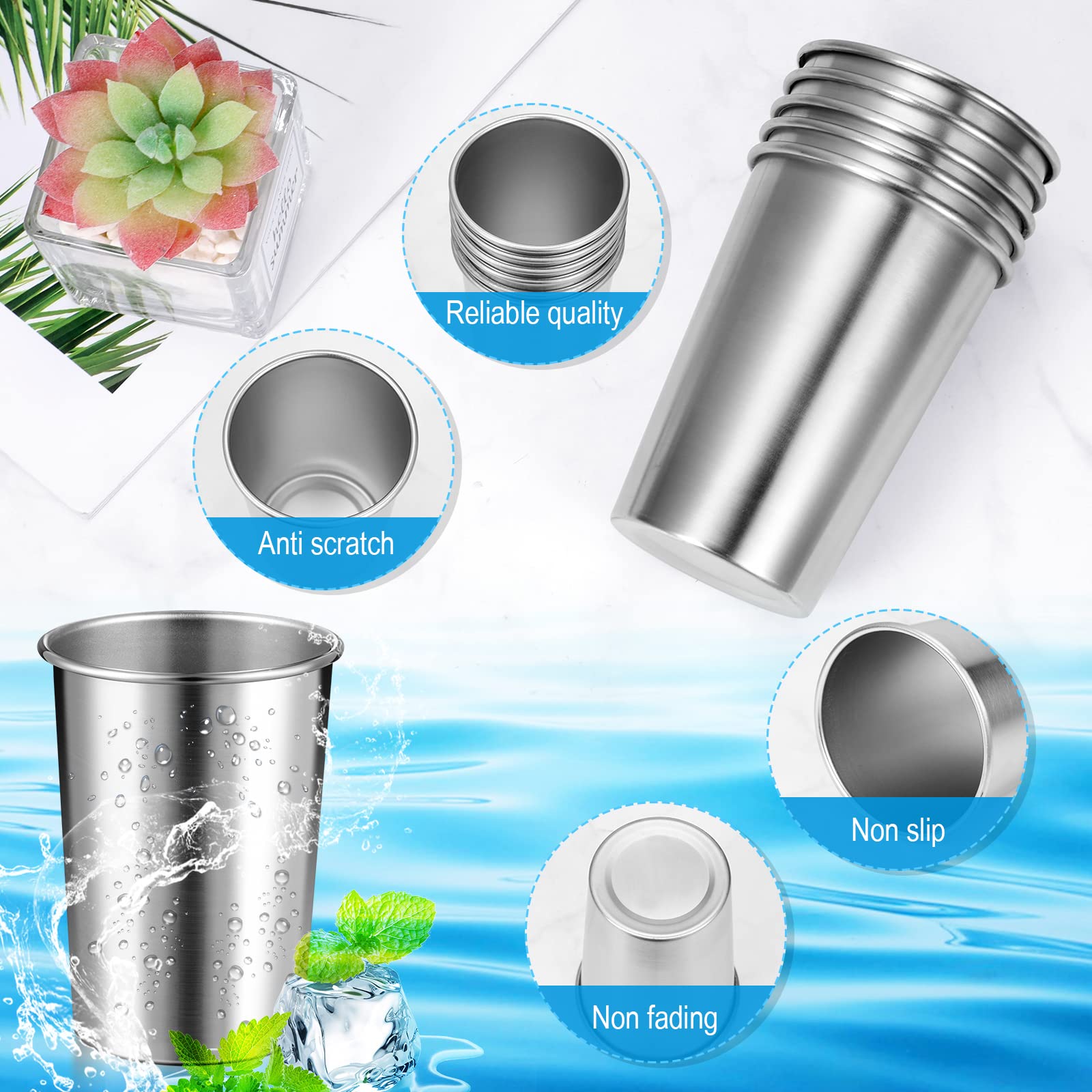 Meanplan 50 Stück 250 ml Edelstahlbecher, Großpackung, kleine Metall-Pint-Becher, unzerbrechliche Trinkgläser, wiederverwendbar, stapelbar, Trinkbecher für Kinder, Erwachsene, Bar, Zuhause, Reisen