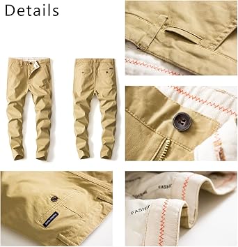 Mens Cropped Chino Pants Skinny Fit Chinos Khaki Pant