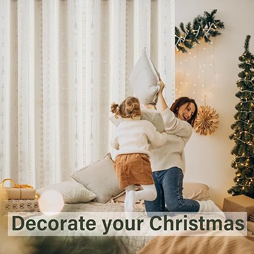 Miniatura 6 de ugoutry Cortinas bohemias doradas para sala de estar, no se transparentan, juego de cortinas de lino de aluminio para ventana, para dormitorio,