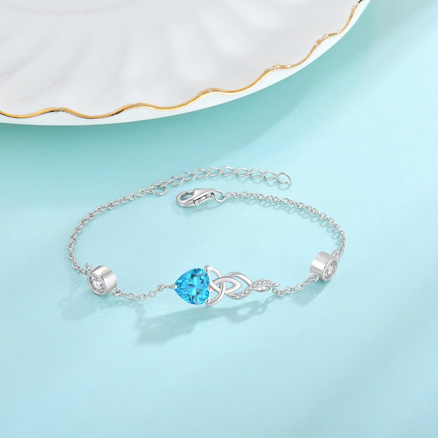 Infinity Celtic Knot Bracelet 925 Sterling Silver Birthstone Bracelet Irish Jewelry Gifts for Women - Image 3