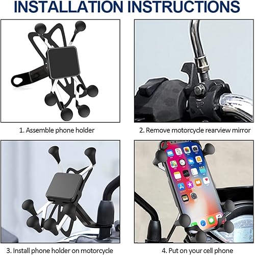 Miniatura 5 de DUVIDE Bike Phone Holder Mount Universal Motorcycle Rearview Mirror Cell Phone Holder for 3.5-6.5 Inch Smartphone Stand