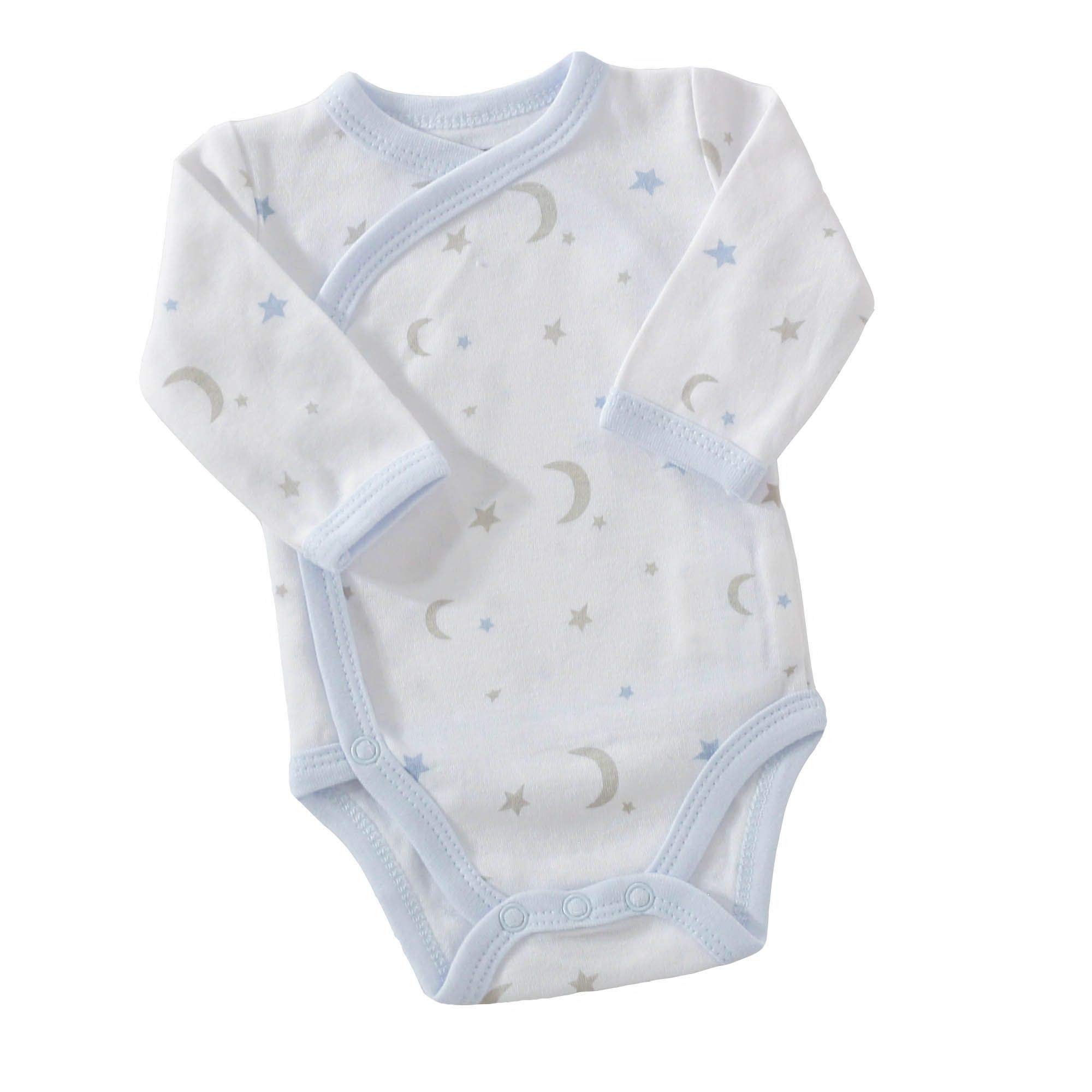 TROIS KILOS SEPT - Kit Naissance 6 Pièces - 1 mois - Velours Blanc - Motif Lune - (Pyjama, Body, Bonnet, Moufles, Chaussons et Pochon de Rangement) - Cadeau Bébé Mixte Garçon et Fille