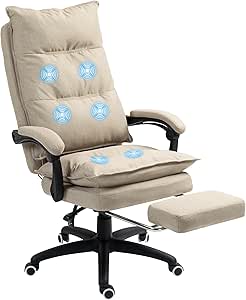 Vinsetto Bürostuhl mit Massagefunktion Ergonomischer Chefsessel mit Heizfunktion, Liegefunktion