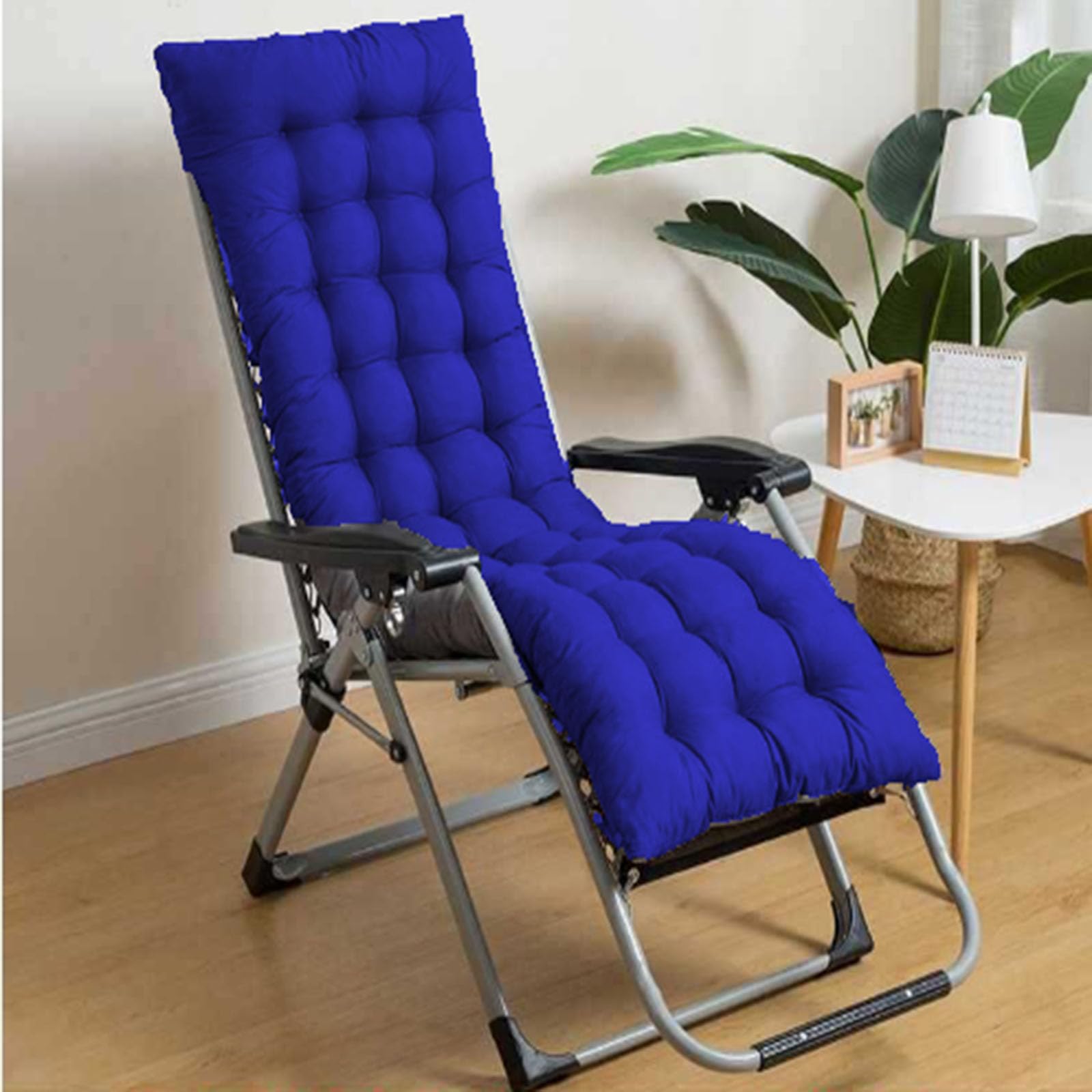 Cojín reclinable para tumbona, almohada ligera, funda para silla de columpio, funda cómoda con tiras antideslizantes para patio, oficina, hogar (azul zafiro, 150 * 45 cm)