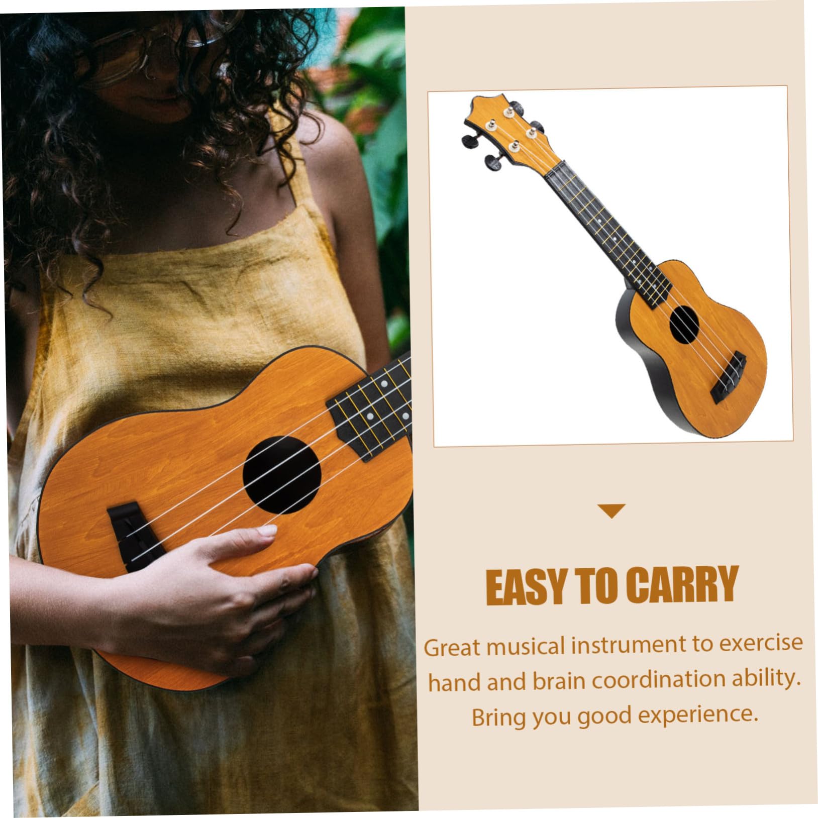 GALPADA Ukulele Acustico Corde Piccolo per Ragazzo Ragazza di Ukulele per Principianti Strumento Musicale Educativo Giocattolo per Ragazzo Ragazza Dorso Arcuato e Suono Pieno
