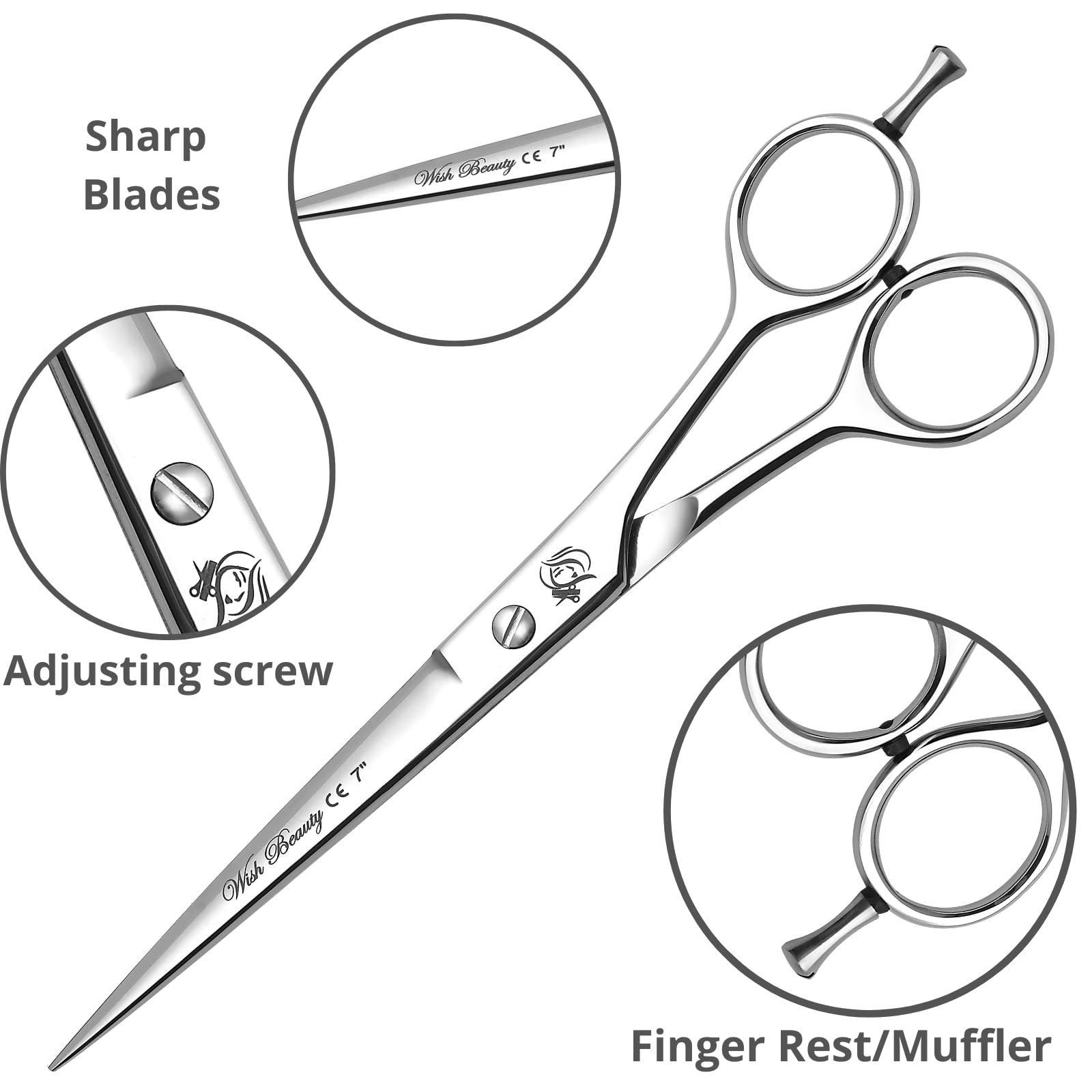 Glamified 7 inch Silver Professional Hairdressing Barber Scissors Shears - Image 3