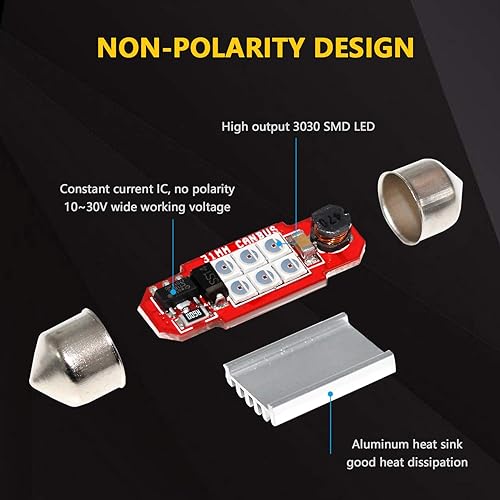Miniatura 9 de PHINLION Bombilla LED súper brillante DE3175 3030 6-SMD Festoon 1.25 pulgadas 1.220 in DE3021 DE3022 bombillas LED miniatura para mapa interior de
