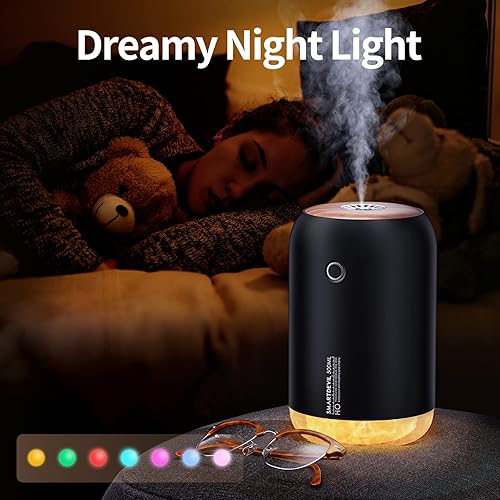 Miniatura 6 de SmartDevil Mini humidificador portátil, humidificador de plantas de escritorio de 16.9 fl oz, USB personal para dormitorio, oficina con luz