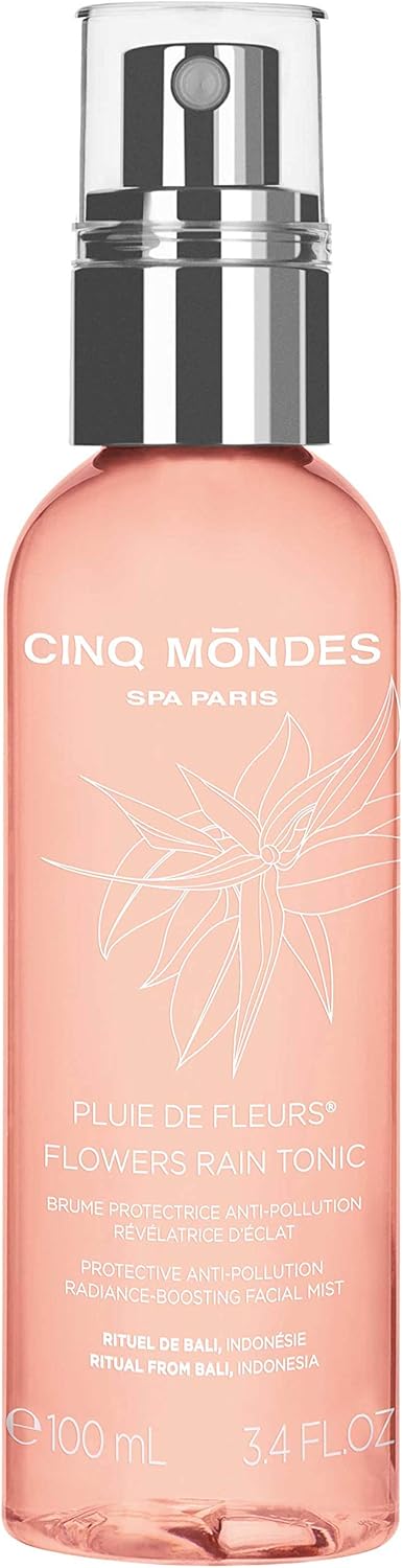 Cinq Mondes Flowers Rain Tonic Anti-Pollution Toner - 3.4 Fl.Oz.- Daily Post-Cleansing Toner for All Skin - Radiance-Boosting Facial Mist - Refreshes and Hydrates