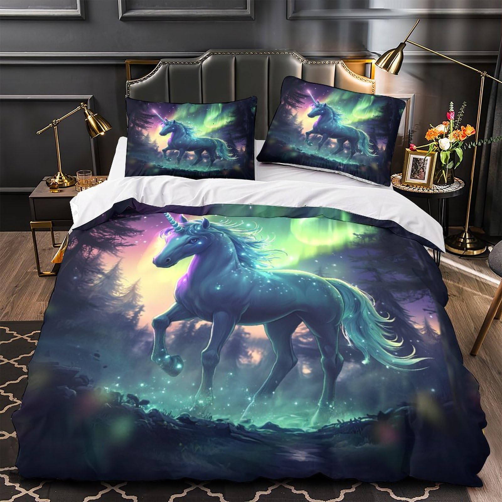 Housse de couette fantastique licorne pour lit double d'adolescent