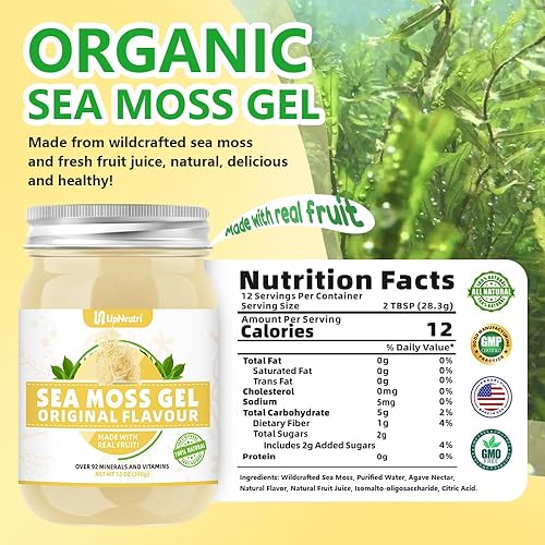 Miniatura 2 de UPNEUTRI Gel de musgo marino silvestre irlandés con 92 minerales y vitaminas, defensa inmunológica, apoyo antioxidante tiroideo, vegano, sin OMG,