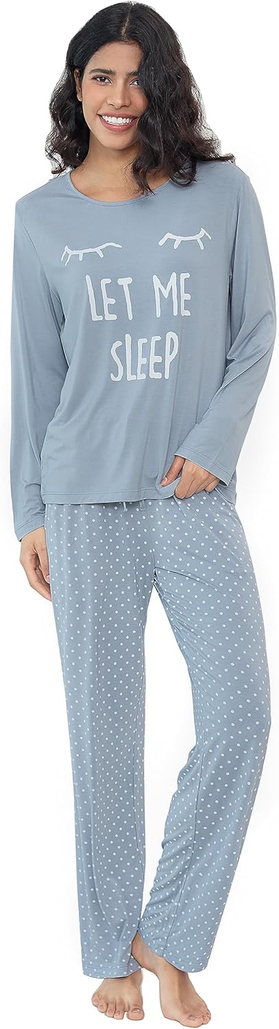 Joyaria Lightweight Bamboo Viscose Pajamas Women Cooling Sweat Wicking Long Sleeve PJs Set Sleepwear S-XXL - Image 6