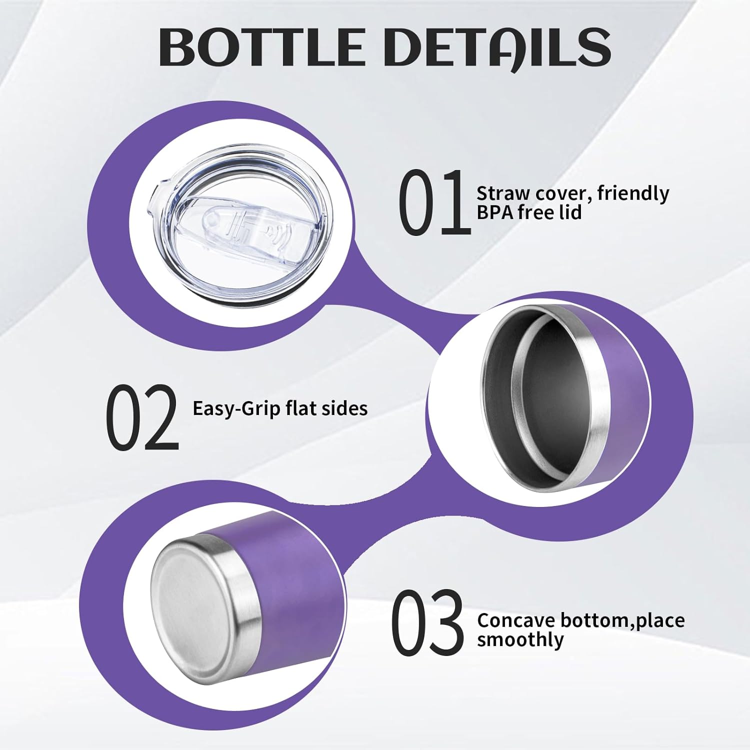 20oz Tumbler Bulk with Lid and Straw, Stainless Steel Double Wall Vacuum Insulated Travel Mug, Powder Coated Coffee Cups for Hot and Cold Drinks,Funny Gifts for Women Men(Purple,1) - Image 5