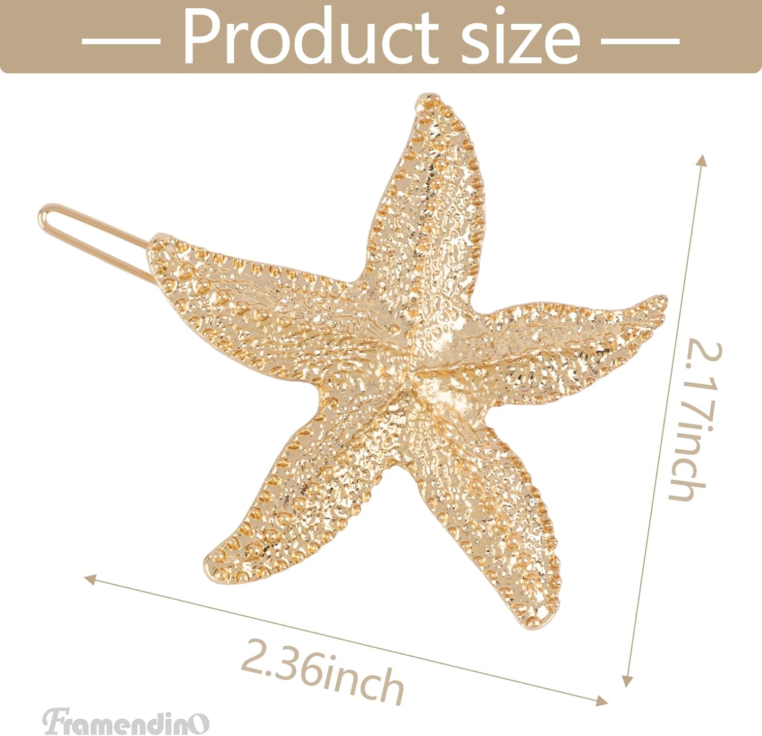 Framendino, 8 Pack Starfish Hair Clip Mermaid Hairpin Beach Sea Pins for Girls Women Gold Silver - Image 2