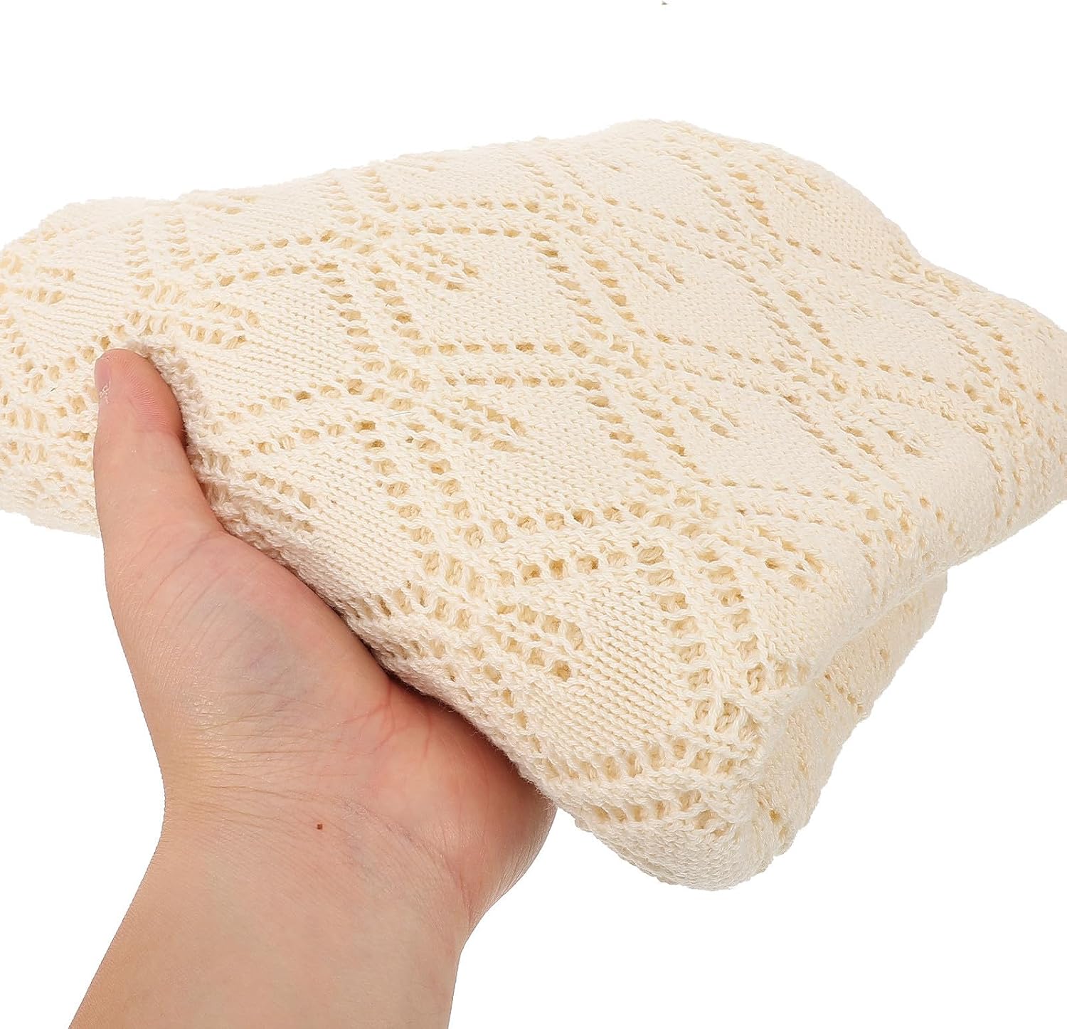 Newborn Receiving Blanket Woolen Yarn Soft Beige