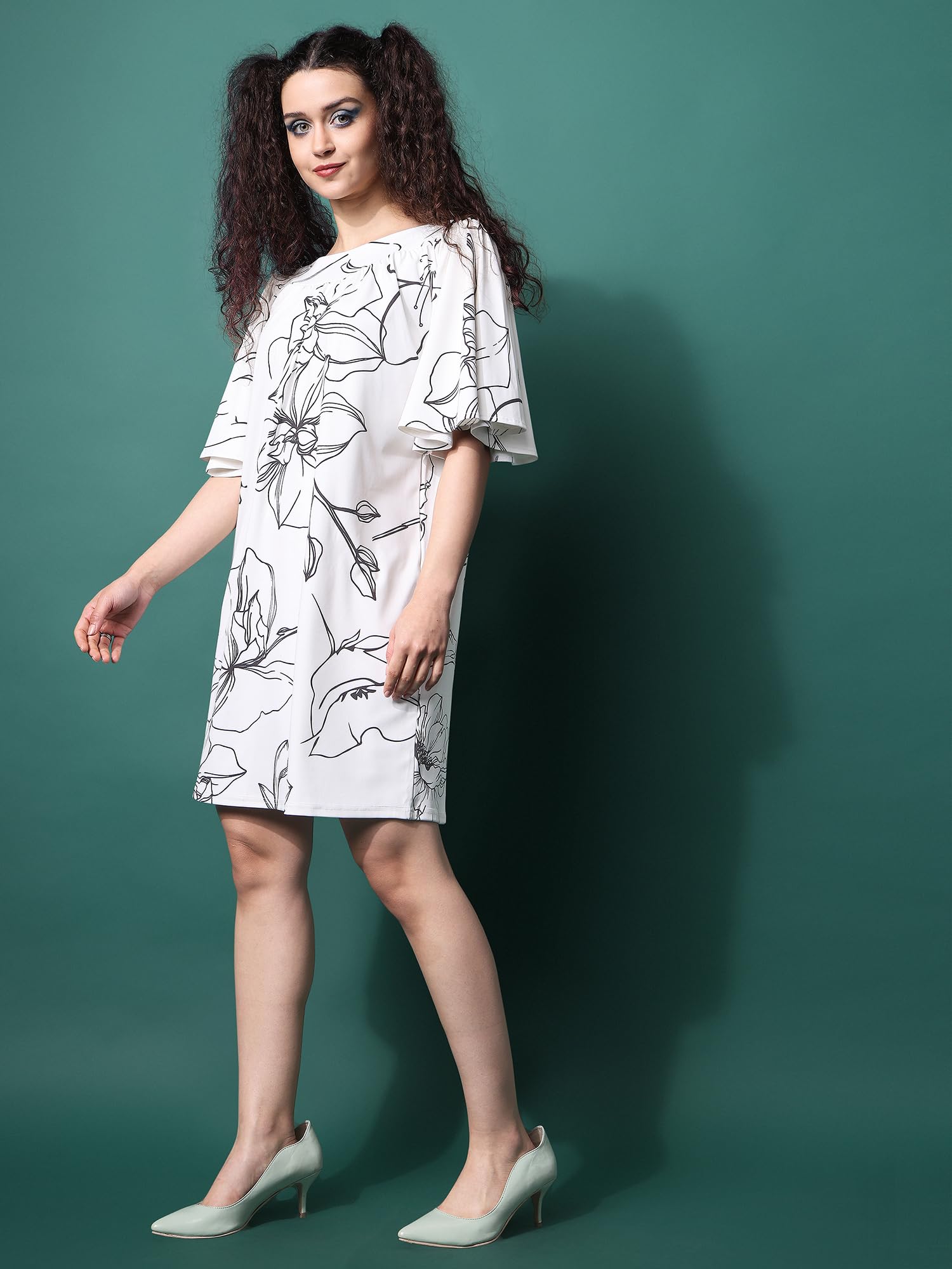 Purvaja Womens Ruffle Above Knee Length Dress (Wini-088-Croma_White_Large)