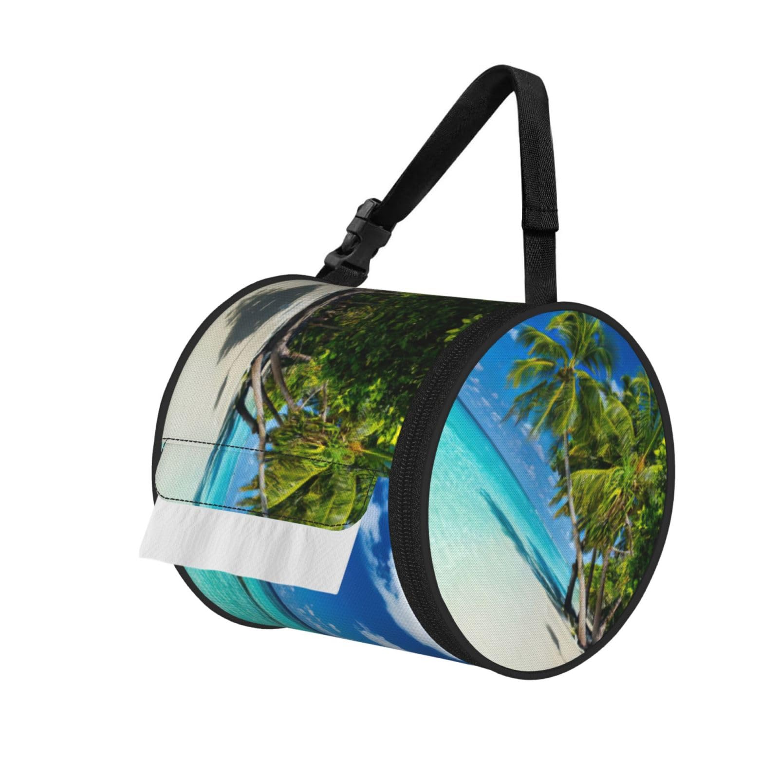 Romantic Beach Print Fashion Tissues Organizer Box, Hanging Tissue Holder For Purse Coins For Car Office Daily Outing