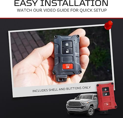 Miniatura 7 de AJT DESIGN Funda de repuesto para llavero Toyota Tacoma, Tundra, 4Runner V1 - Hecho a medida en Estados Unidos (color rojo)