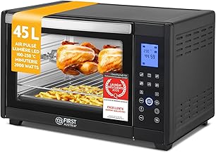 TZS First Austria - Mini-Four 45L 2000W Digital display - Pizza oven temperature up to 230°C and 8 modes - With 180 min timer, 4 insertion heights, plate, grill & rotating spit