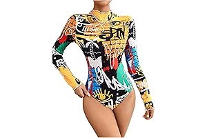 Women's Graphic Letter Bodysuit: Perfect for Style and Confidence
