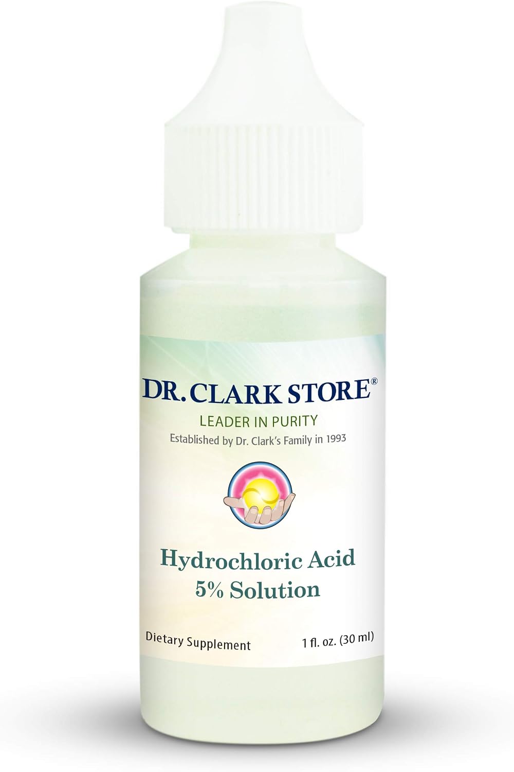 Dr. Clark Hydrochloric Acid Drops - Digestive Health, Hydrochloric Acid 5% Solution, Maintain Stomach Acidity, for Better Absorption and Assimilation, 1 Fl. Oz (30 ml)
