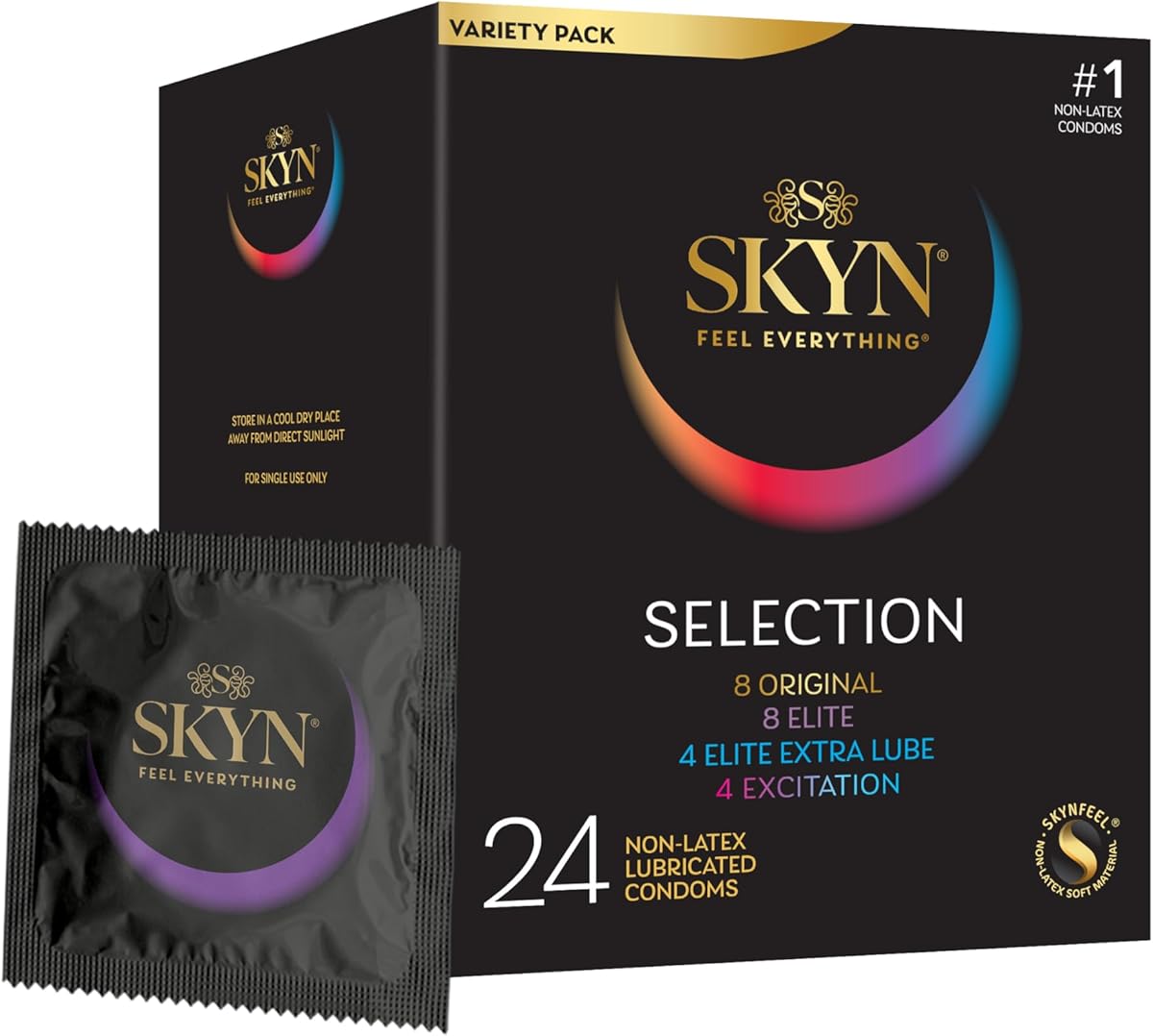 SKYN Selection Non-Latex Condoms - 24 Count - New Variety - SKYN Original, Excitation, Elite & Elite Extra Lube
