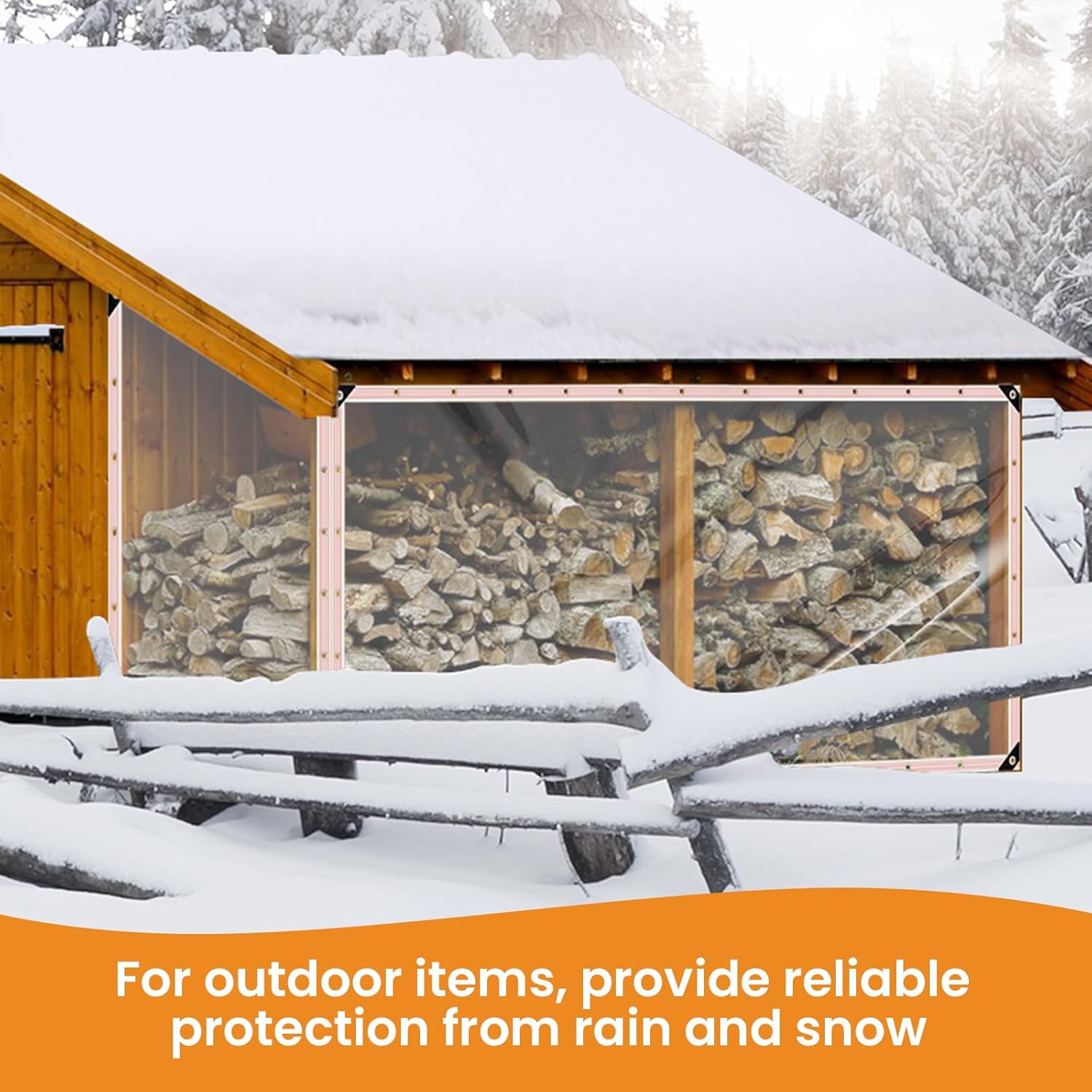 8x20FT Clear Tarps Heavy Duty Waterproof (Increase Grommets,Windproof Rope +Ties) Poly Tarpaulin Outdoor Garden Rainproof Covering,Clear Vinyl Tarp with for Patio,for Covering Henhouse Porch Canopy