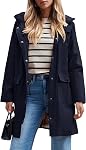 SaphiRose Women's Waterproof Rain Jacket Lightweight Raincoat Hooded Windbreaker Trench Coat