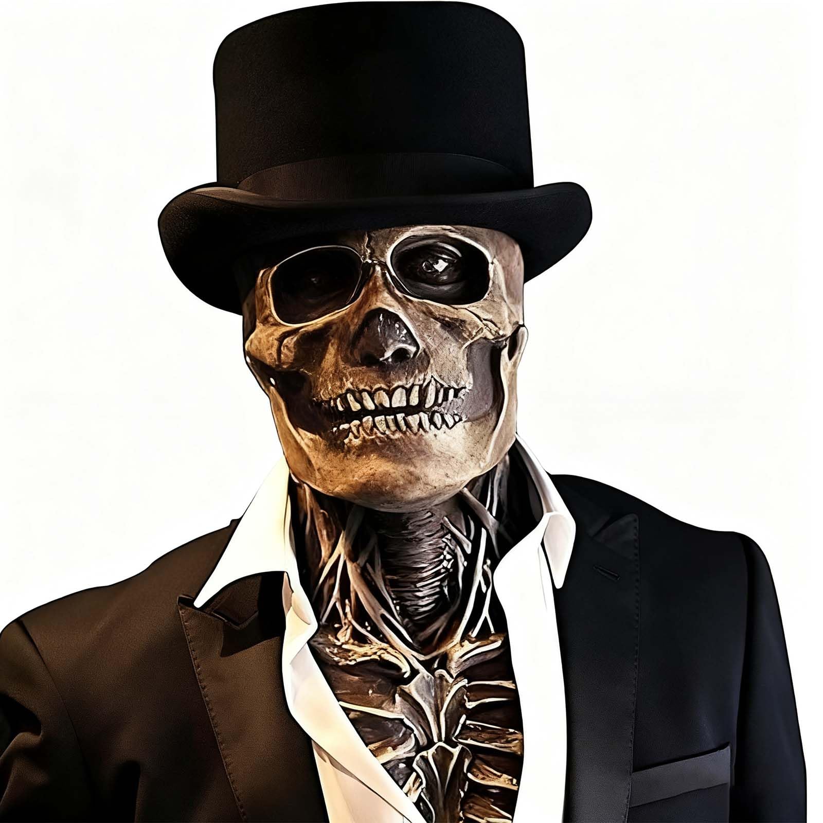 Bukbas Halloween Skull Mask Adults, Realistic Scary Halloween Costumes Skull Masks with Hat, Creepy Full Head Skull Mask for Adults Cosplay Costume Party Carnival