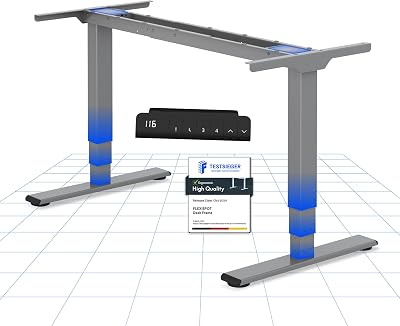 FLEXISPOT Elektrisch Höhenverstellbares Schreibtischgestell mit Dual-Motor & 3-stufigen Säulen, Sitz-Steh-Tisch Rahmen für Homeoffice & Büro, Höhenbereich 60–125 cm, EC5 LITE Grau