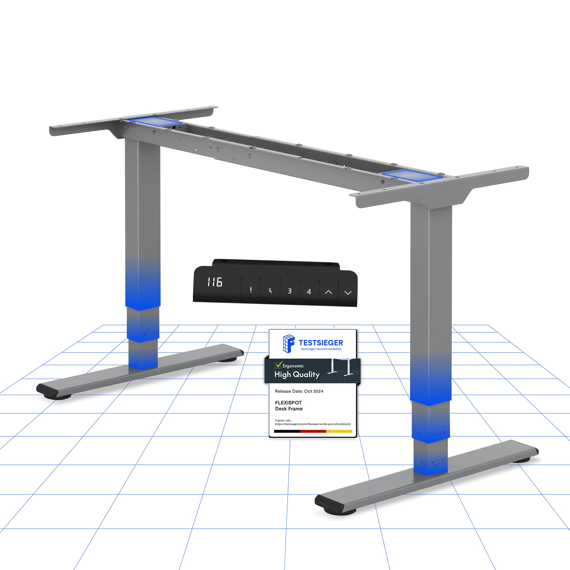 FLEXISPOT Elektrisch Höhenverstellbares Schreibtischgestell mit Dual-Motor & 3-stufigen Säulen, Sitz-Steh-Tisch Rahmen für Homeoffice & Büro
